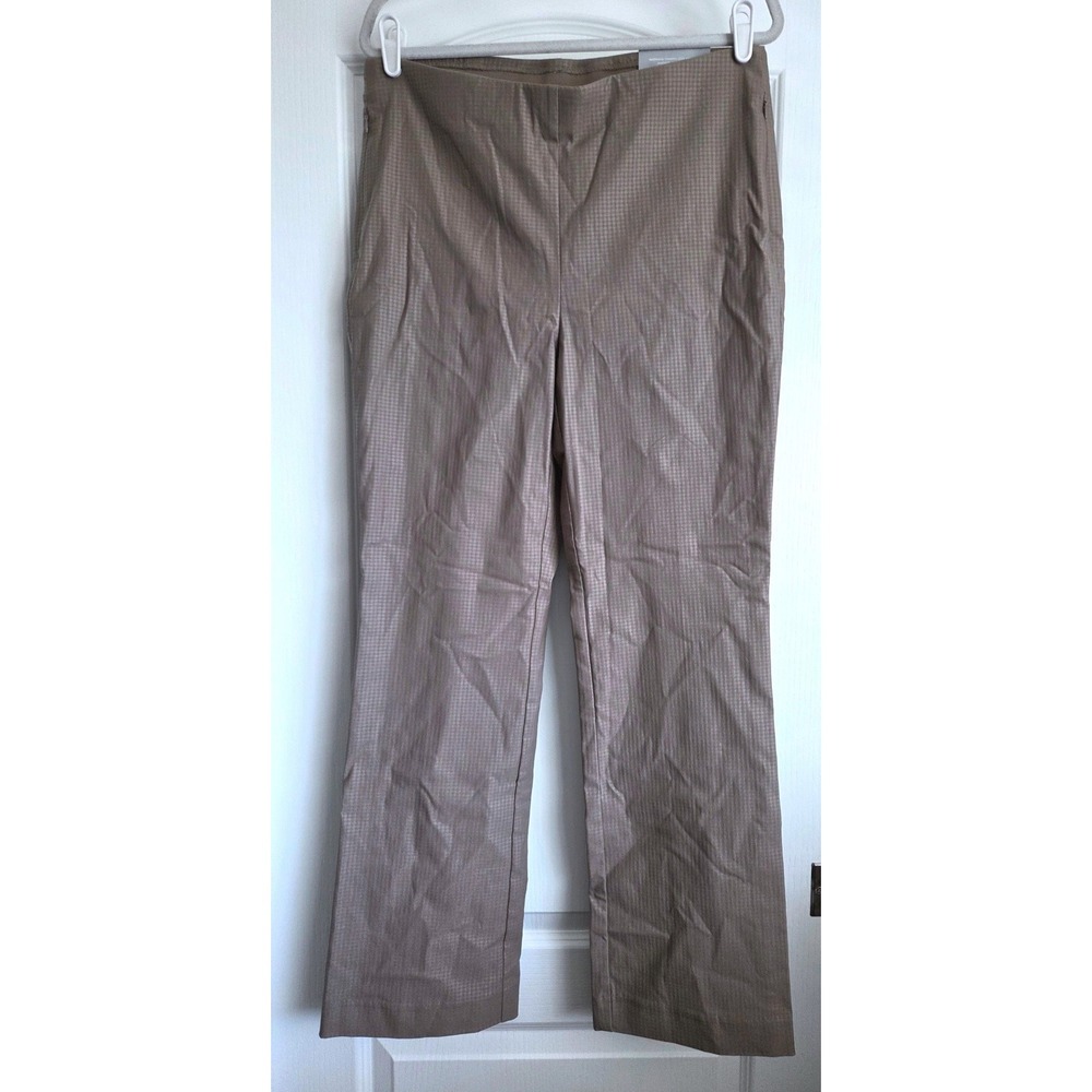 Chicos So Slimming Demi Boot Pants 2R 12 Neutral Foil Houndstooth 570312340 NEW
